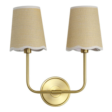 Lila Traditional Coastal Scalloped Fabric Shade/Metal LED Vanity Light